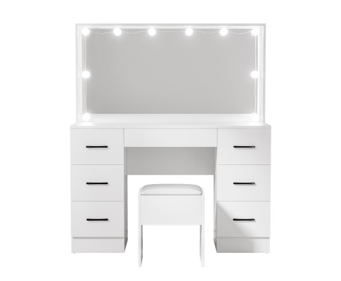 Artiss Dressing Table Set Stool 10 Led Bulbs White FUR-T-DRESS07-LED-WH-ABC