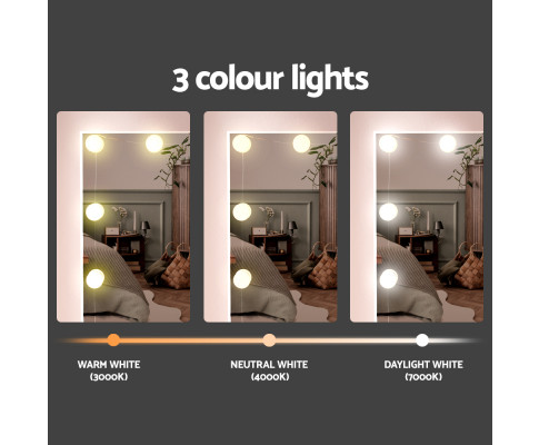 Artiss Dressing Table Set Stool 10 Led Bulbs White FUR-T-DRESS07-LED-WH-ABC