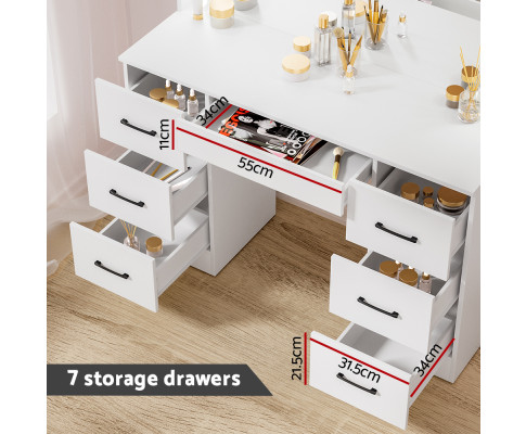 Artiss Dressing Table Set Stool 10 Led Bulbs White FUR-T-DRESS07-LED-WH-ABC