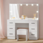 Artiss Dressing Table Set Stool 10 Led Bulbs White FUR-T-DRESS07-LED-WH-ABC