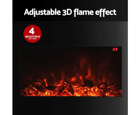 Devanti Electric Fireplace Fire Heater 2000W Black EFL-D-03B-2000-BK