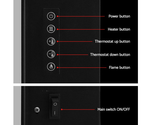 Devanti Electric Fireplace Fire Heater 2000W Black EFL-D-03B-2000-BK