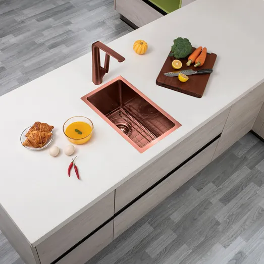 Aguzzo 250mm Stainless Steel Kitchen and Laundry Sink Rose Gold - Top/Under Mount AGZSSS-TWM11RG-0758