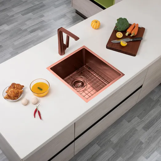 Aguzzo 390mm Stainless Steel Kitchen and Laundry Sink Rose Gold - Top/Under Mount AGZSSS-TWM12RG-0759