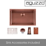 AGUZZO 762mm Single Bowl Stainless Steel Kitchen and Laundry Sink Rose Gold - Top/Under Mount AGZSSS-TWM3RG-0749