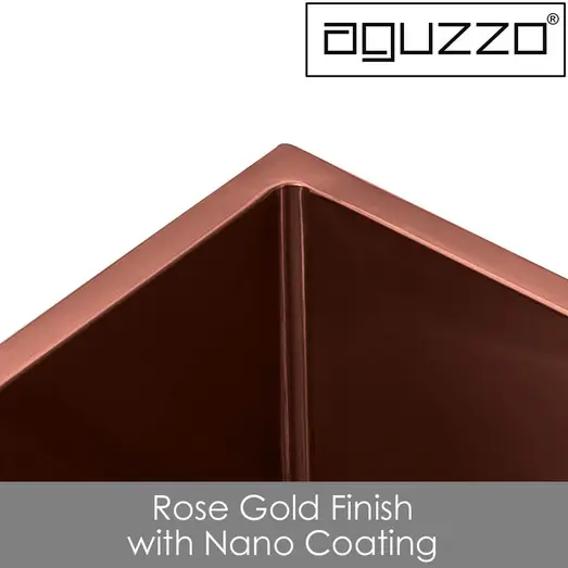 AGUZZO 762mm Single Bowl Stainless Steel Kitchen and Laundry Sink Rose Gold - Top/Under Mount AGZSSS-TWM3RG-0749