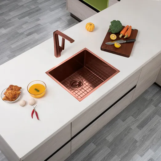 Aguzzo 510mm Stainless Steel Kitchen and Laundry Sink Rose Gold - Top/Under Mount AGZSSS-TWM5RG-0751