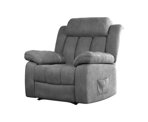 Artiss Recliner Chair Electric Massage Chair Velvet Lounge Sofa Heated Grey RECLINER-A13-VEL-GY
