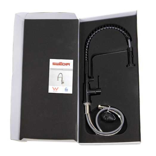 Swedia Stainless Steel Kitchen Mixer Tap - Pull Out with Dual Flow Satin Black SWEDISM0040-BL