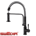 Swedia Stainless Steel Kitchen Mixer Tap - Pull Out with Dual Flow Satin Black SWEDISM0040-BL