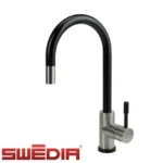 SWEDIA Klaas Stainless Steel Kitchen Mixer Tap with Pull-Out - Brushed Black Satin SWEDISM0901-BB