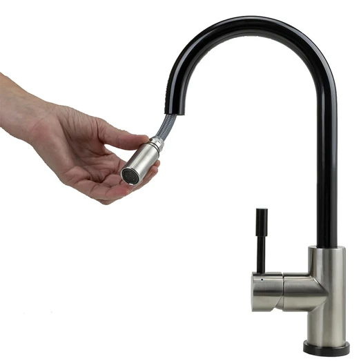 SWEDIA Klaas Stainless Steel Kitchen Mixer Tap with Pull-Out - Brushed Black Satin SWEDISM0901-BB