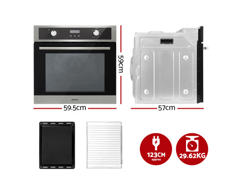 Devanti Electric Built in Wall Oven 80L Convection Grill Stainless Steel BIO-C-8F-BKSS