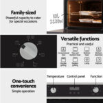 Devanti Electric Built in Wall Oven 80L Convection Grill Stainless Steel BIO-C-8F-BKSS