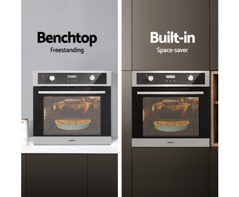 Devanti Electric Built in Wall Oven 80L Convection Grill Stainless Steel BIO-C-8F-BKSS