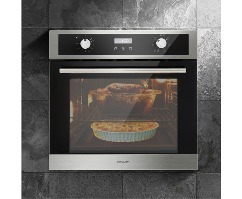 Devanti Electric Built in Wall Oven 80L Convection Grill Stainless Steel BIO-C-8F-BKSS