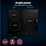 Devanti Electric Ceramic Cooktop 60cm Kitchen Cooker 4 Burner Hob Touch Control 5200W CCT-B-3E-4Z-TOUCH-BK