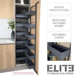 Nero Open-Out Tandem Pantry - 1700mm Height - for 600mm Wide Cabinet - Internal Unit ELITEOOP2-N600VH-1397