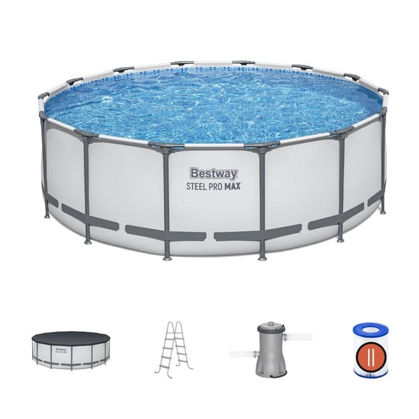Bestway Swimming Pool 427x427x122cm Steel Frame Above Ground Pools Round Filter Pump Ladder BW-POOL-R-427-5612Y
