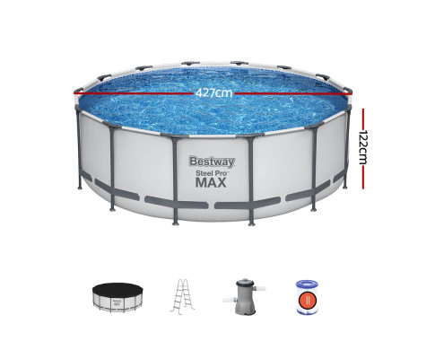 Bestway Swimming Pool 427x427x122cm Steel Frame Above Ground Pools BW-POOL-R-427-5612Y