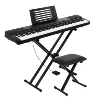 Alpha 88 Keys Electronic Piano Keyboard Digital Electric w/ Stand Stool Pedal EK-DP-881-BK-X-B01