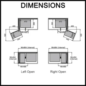 Bistro Magic Corner Pull Out Kitchen Storage - Fits 900mm Blind Corner ELITEMC-B-0880L-0881R-CFG