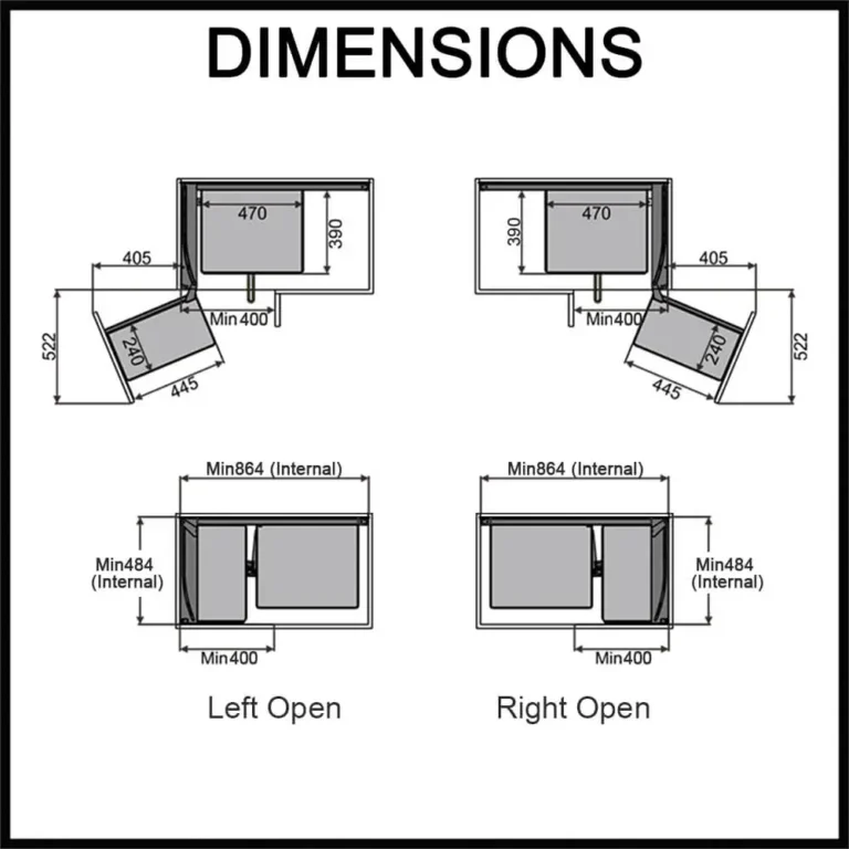 Bistro Magic Corner Pull Out Kitchen Storage - Fits 900mm Blind Corner ELITEMC-B-0880L-0881R-CFG
