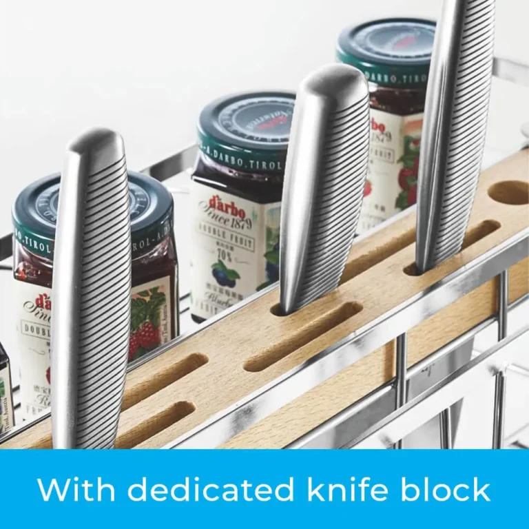 Pull Out Kitchen Cupboard Organiser - With Hooks and Knife Block HG-306043-2341