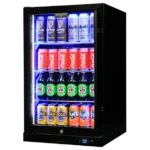 Schmick Quiet Running Front Venting Under Bench Black Glass Door Bar Fridge Heated Glass SK126L-B-HD