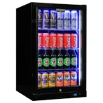Schmick Quiet Running Front Venting Under Bench Black Glass Door Bar Fridge Heated Glass SK126R-B-HD