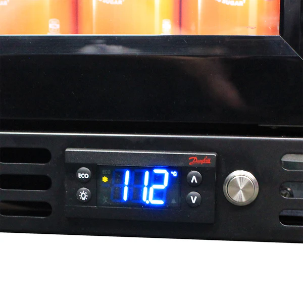 Schmick Quiet Running Front Venting Under Bench Black Glass Door Bar Fridge Heated Glass SK126R-B-HD
