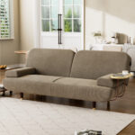LEVEDE Convertible Sofa bed with USB Charger and Side Table SOFABED1008-KH