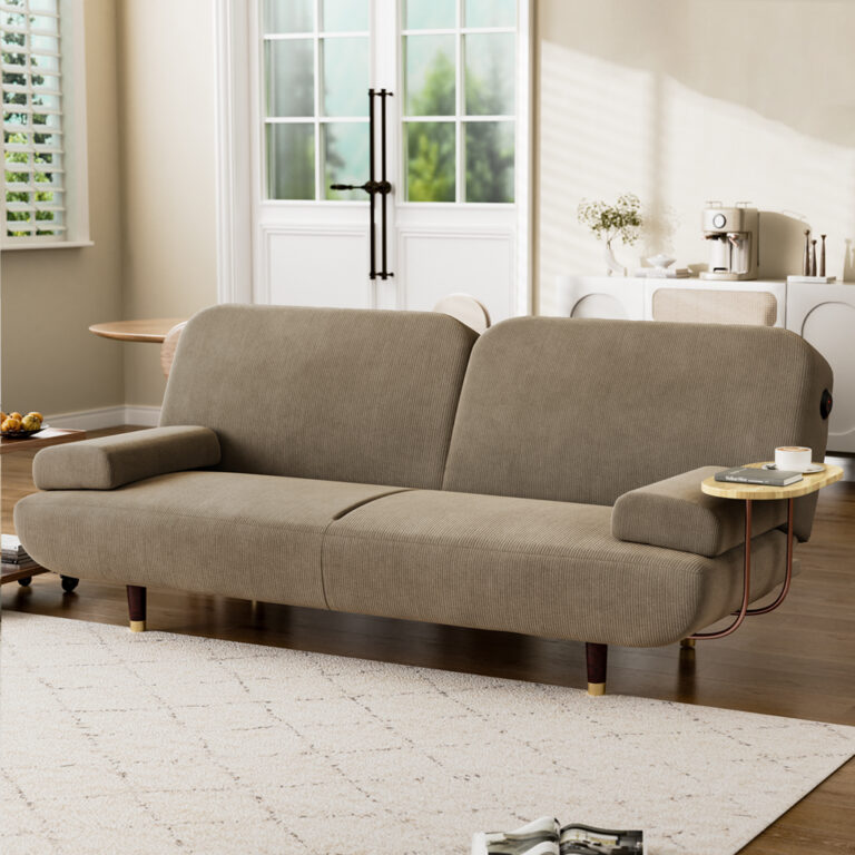 LEVEDE Convertible Sofa bed with USB Charger and Side Table SOFABED1008-KH