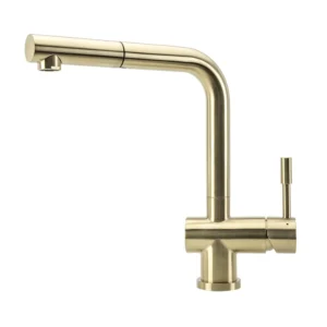 SWEDA Sigge Stainless Steel Kitchen Mixer Tap with Pull-Out Brushed Brass PVD Finish SWEDISM0900-BS