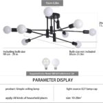 Modern Semi Flush Chandelier 8 Light Black V178-37587