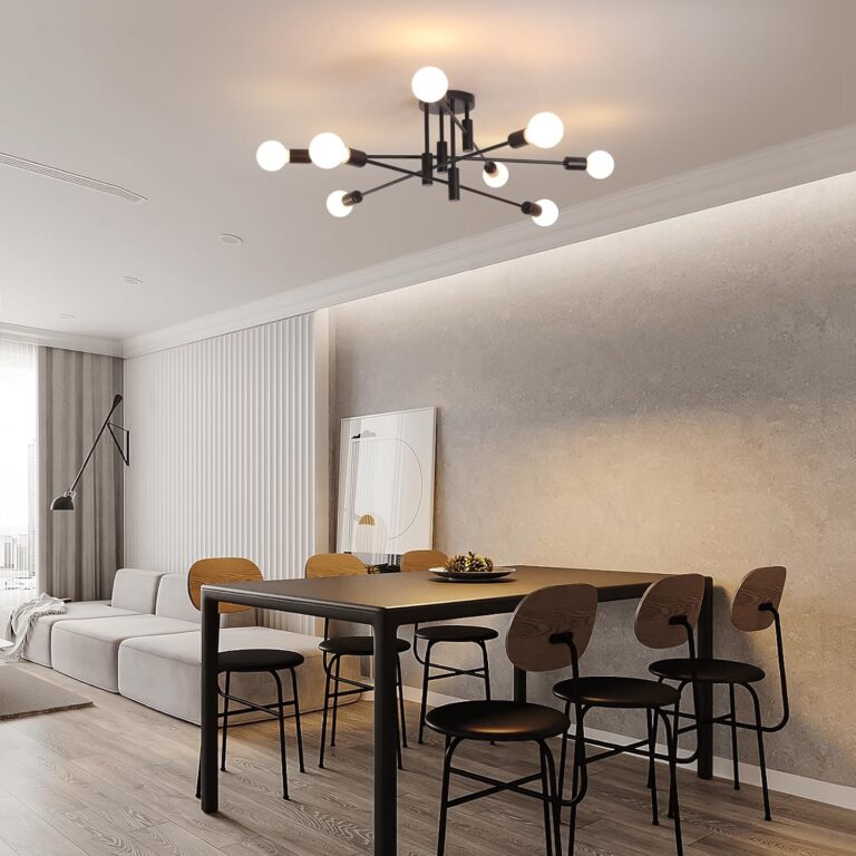 Modern Semi Flush Chandelier 8 Light Black V178-37587