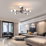 Modern Semi Flush Chandelier 8 Light Black V178-37587