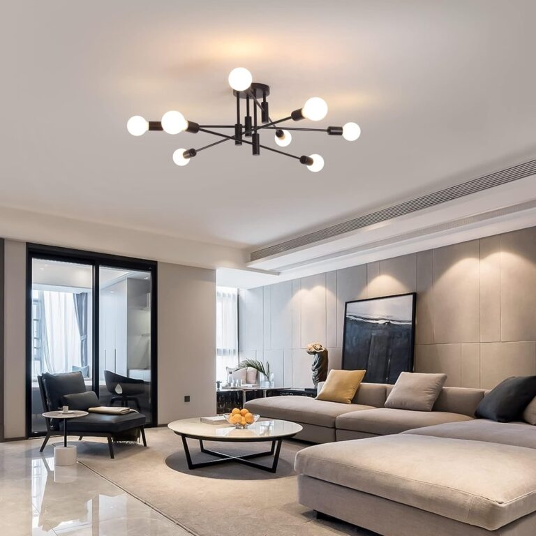 Modern Semi Flush Chandelier 8 Light Black V178-37587