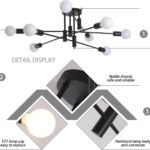 Modern Semi Flush Chandelier 8 Light Black V178-37587