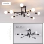 Modern Semi Flush Chandelier 8 Light Black V178-37587
