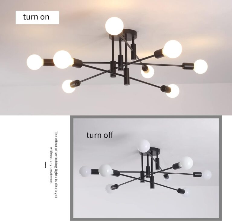 Modern Semi Flush Chandelier 8 Light Black V178-37587