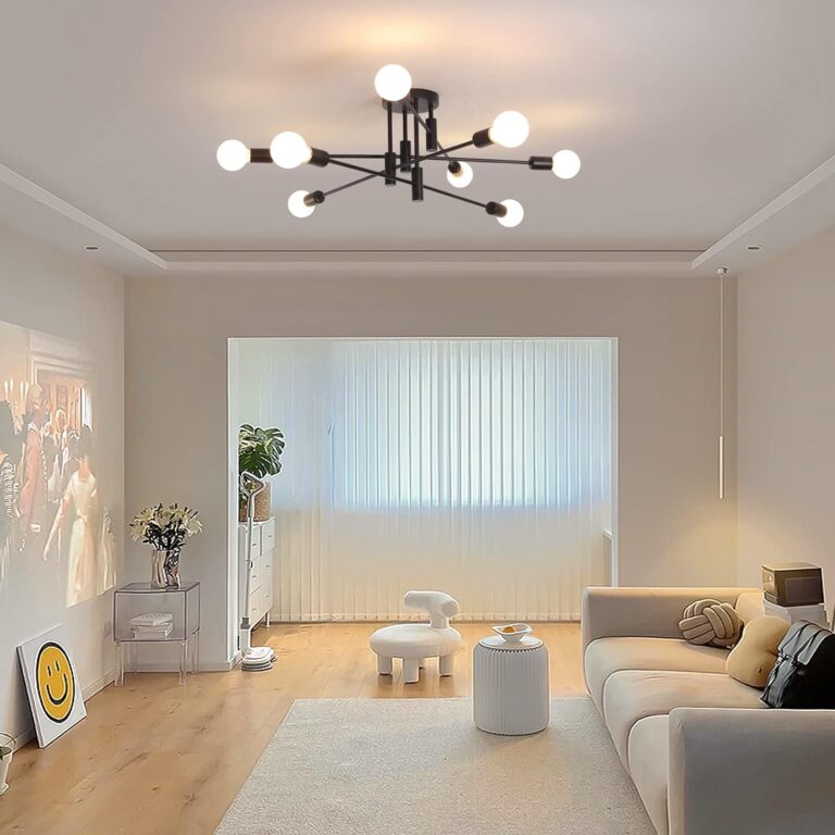 Modern Semi Flush Chandelier 8 Light Black V178-37587