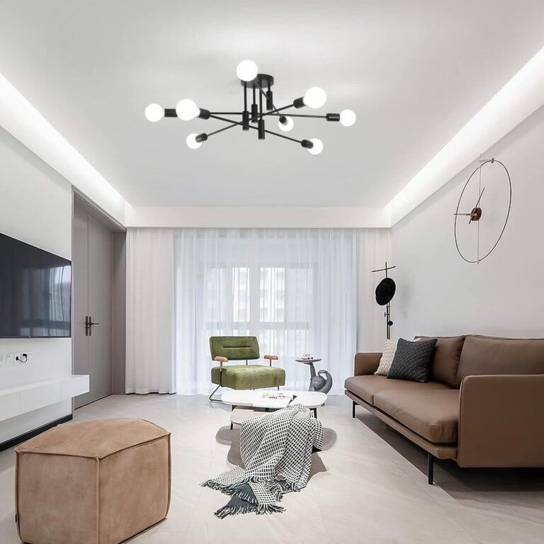 Modern Semi Flush Chandelier 8 Light Black V178-37587