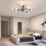 Modern Semi Flush Chandelier 8 Light Black V178-37587