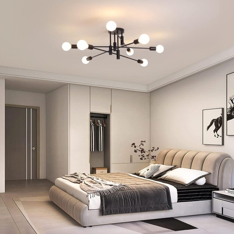Modern Semi Flush Chandelier 8 Light Black V178-37587