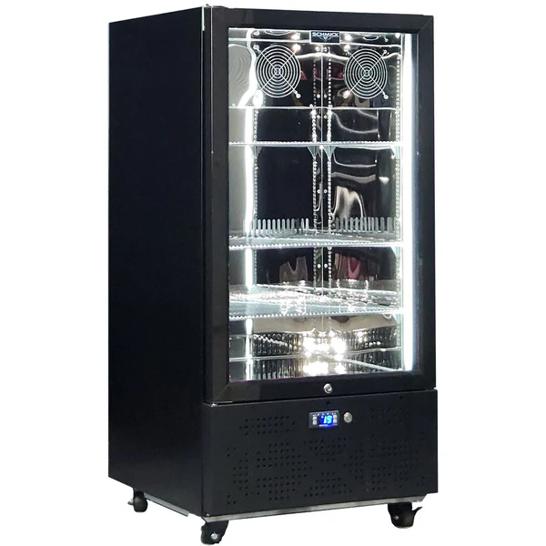 Schmick Short Upright Heated Glass Door Bar Fridge SK220L-B-HD