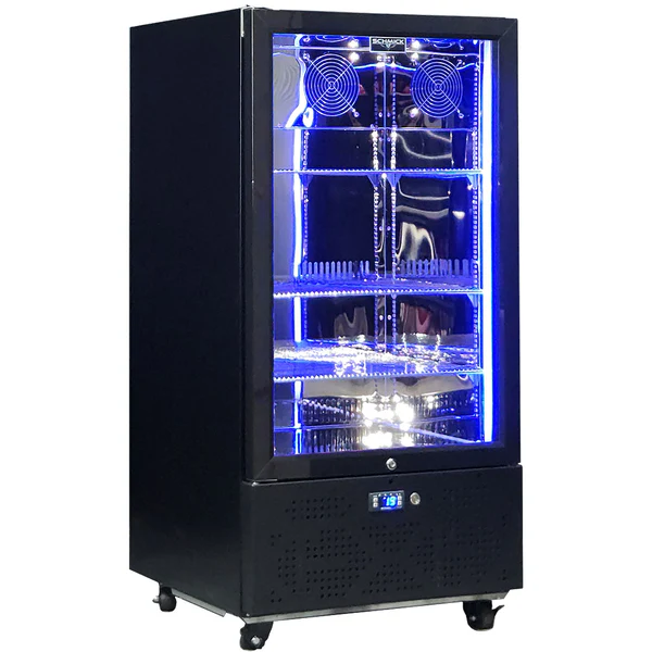Schmick Short Upright Heated Glass Door Bar Fridge SK220L-B-HD