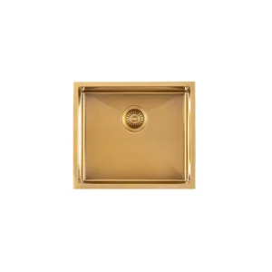 AGUZZO Stainless Steel Kitchen and Laundry Sink - 510mm Single Bowl - Brushed Gold AGZSSS-TWM5G-0751