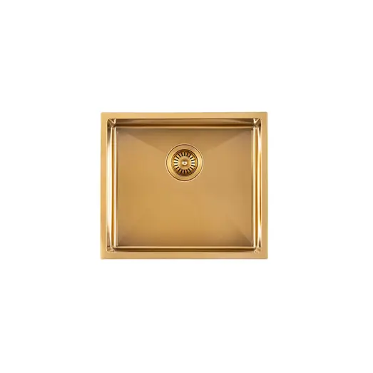 AGUZZO Stainless Steel Kitchen and Laundry Sink - 510mm Single Bowl - Brushed Gold AGZSSS-TWM5G-0751