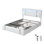 Levede Queen Bed Frame with Adjustable Headboard White BF1069-Q